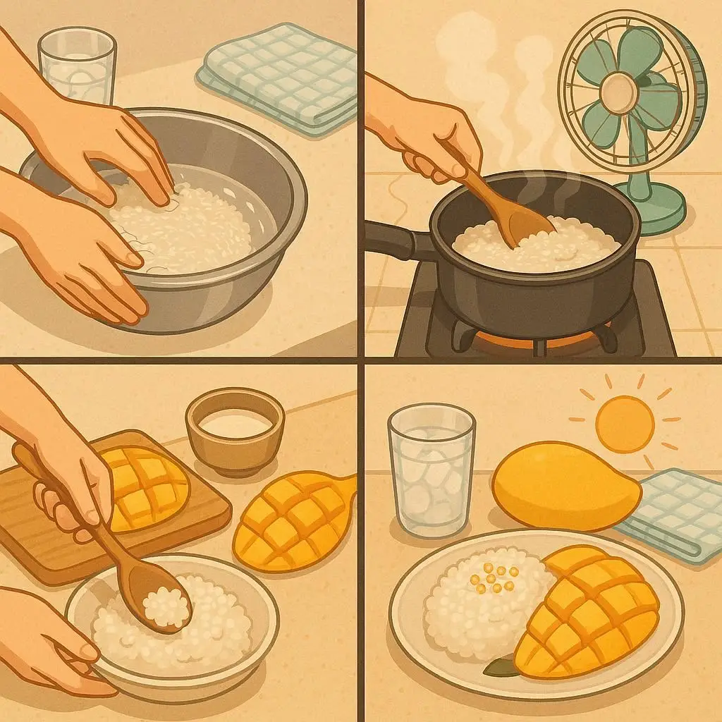 夏日清凉芒果糯米饭制作过程